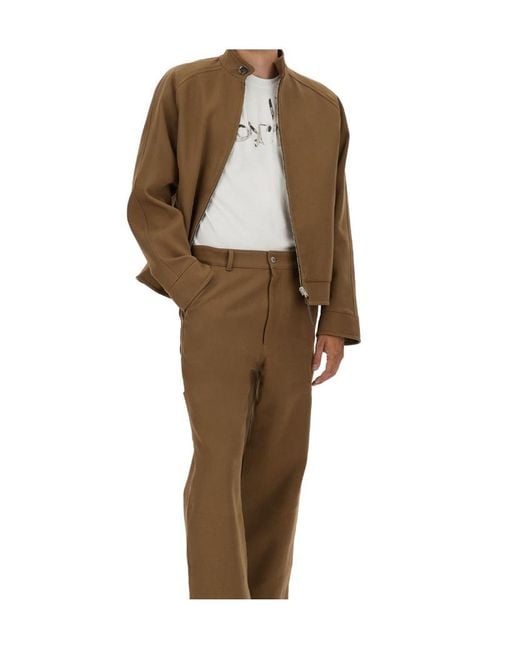 Moschino Brown High-Necl Zipped Bomber Jacket for men