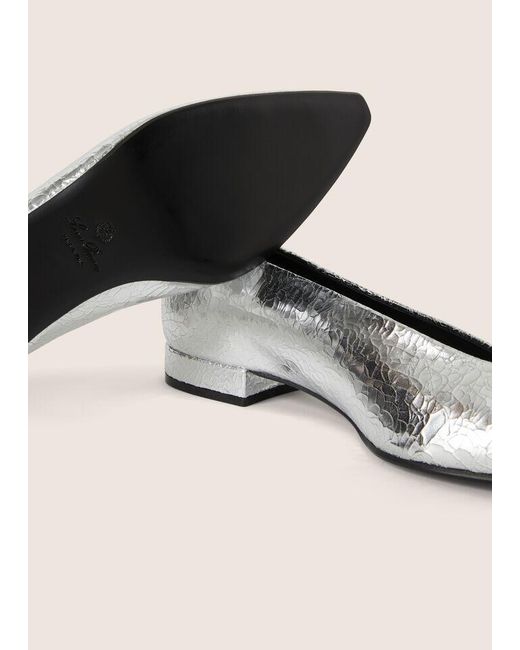 Loro Piana Gray Rebecca Crack-Texture Ballet Shoes