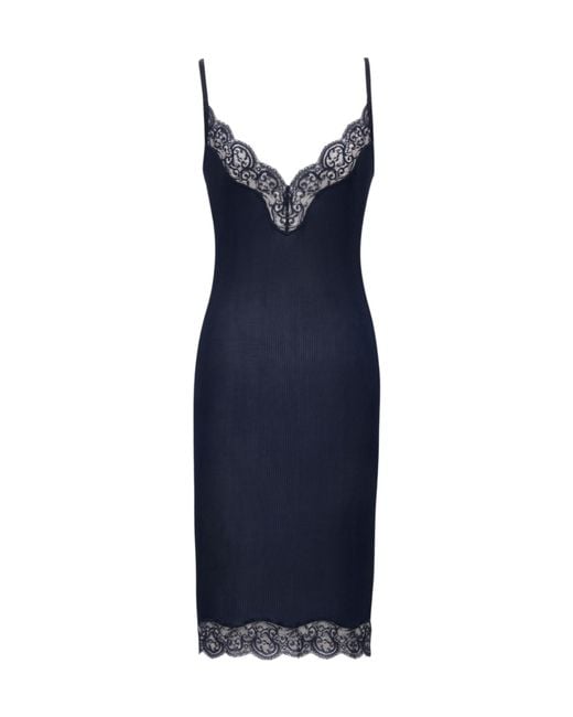 Saint Laurent Blue Laced Slip Dress