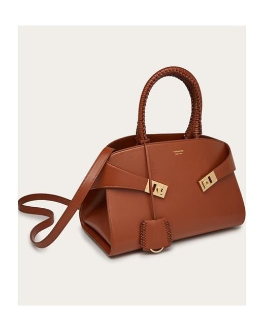 Ferragamo Brown Small Logo Shoulder Bag