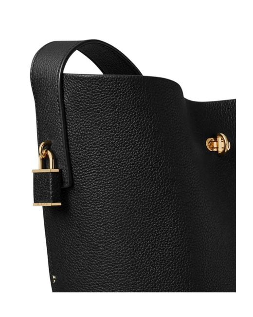 Tory Burch Black Slim Lock Bucket Bag
