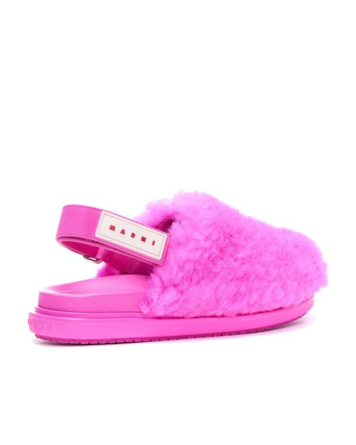 Marni Pink Logo Patch Slingback Sandals