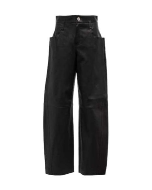 Stouls Black Cassidy High-Rise Wide-Leg Suede Pants