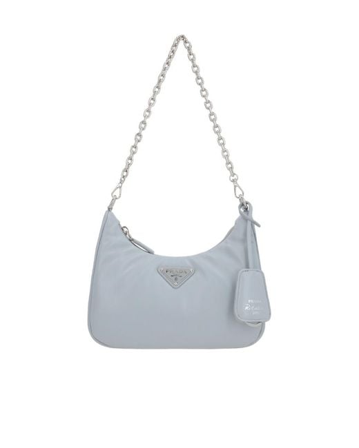 Prada White Re-Edition 2005 Chain Shoulder Bag