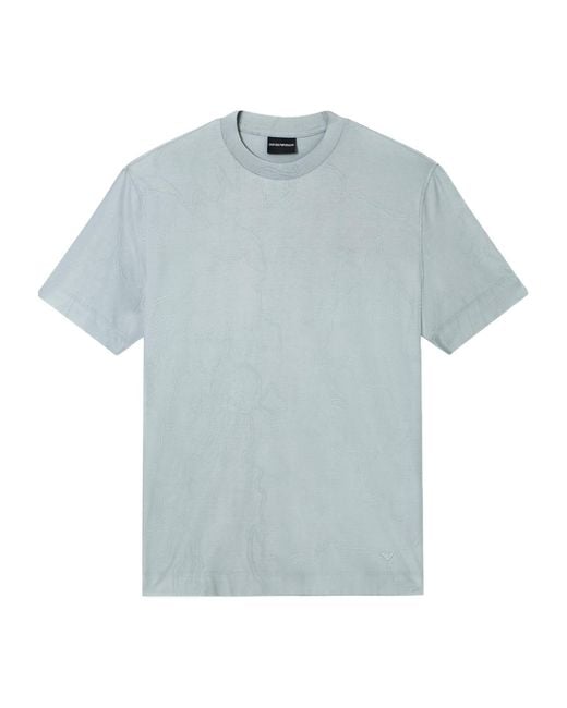 Emporio Armani Blue Jersey Jacquard T-Shirt for men