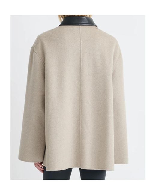Nanushka Brown Leather-Collar Button-Front Jacket