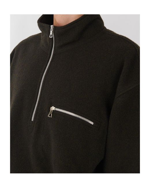 Rier Black Half-Zip Fleece Sweatshirt for men