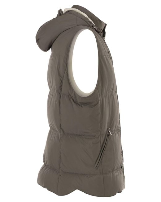 Brunello Cucinelli Gray Padded Hooded Gilet for men