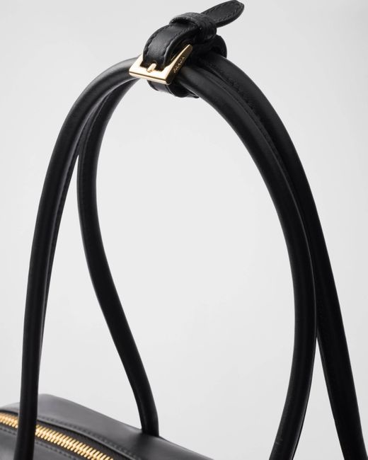 Prada Black Large Re-Nylon And Leather Top-Handle Bag