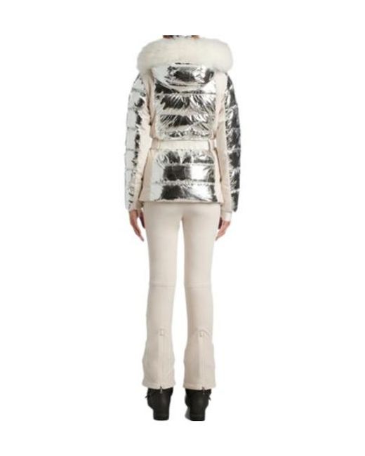 Yves Salomon White Solid-Color Ski Jacket