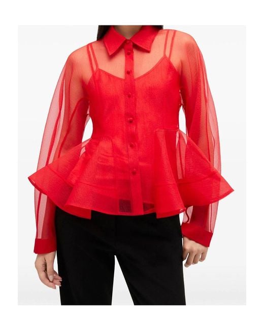 Ganni Red Peplum Shirt