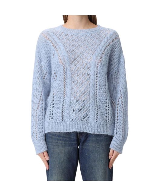 Twinset Blue Cable-Knit Open-Work Sweater