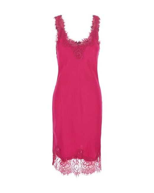 Gold Hawk Pink Dress With V-Neck And Long Sleeves