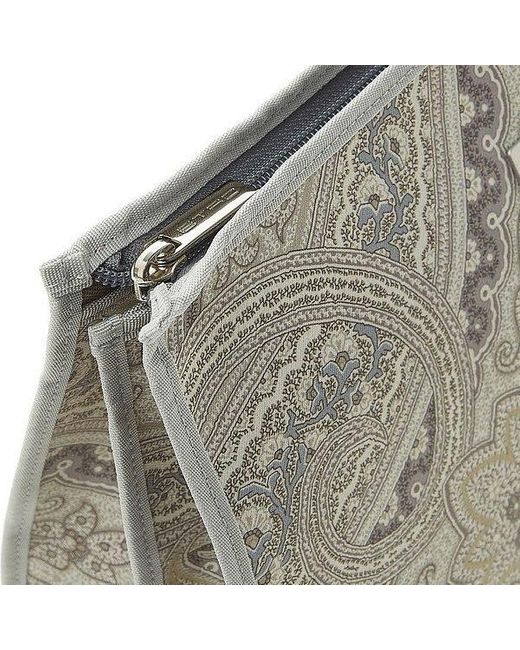 Etro Gray Zipper Clutch