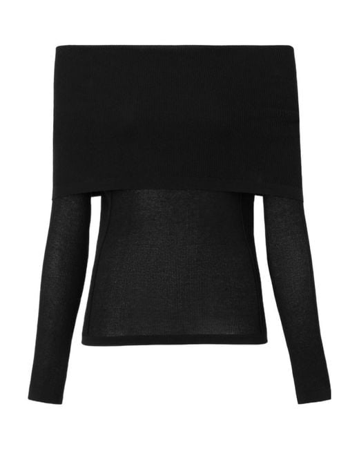 Burberry Black Ribbed-Knit Off-Shoulder Top