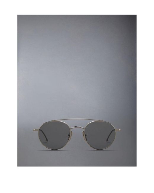 Thom Browne Gray Eyewear Round Frame Sunglasses for men
