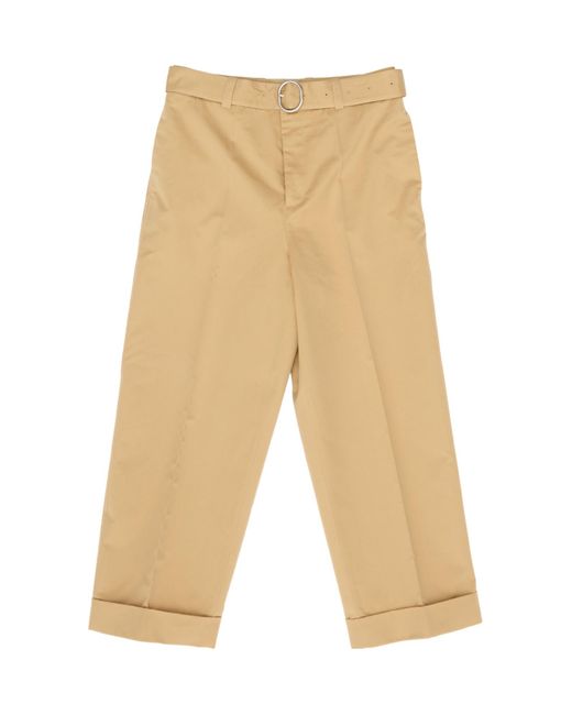 Jil Sander Natural Mid-Rise Belted Trousers for men