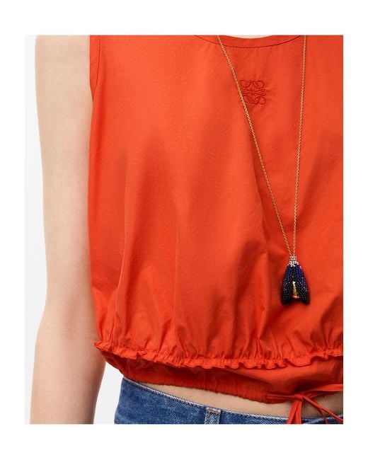 Loewe Red Drawstring Waist Crewneck Top