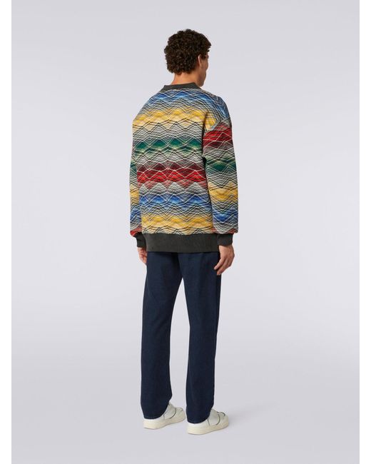 Missoni Blue Zigzag V-Neck Cardigan for men