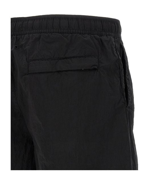Stone Island Black Logo Patch Swim Shorts for men