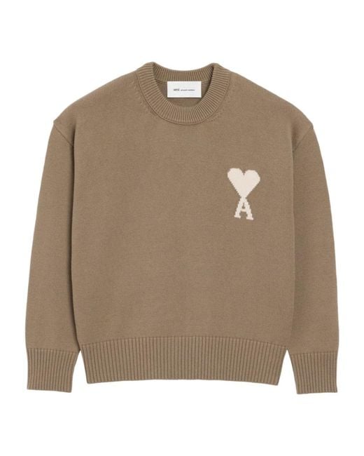 AMI Brown Ami Ami De Coeur Crewneck Jumper for men
