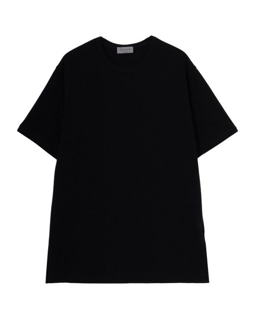 Yohji Yamamoto Black Soft Single Jersey Round Neck Ss Tee for men