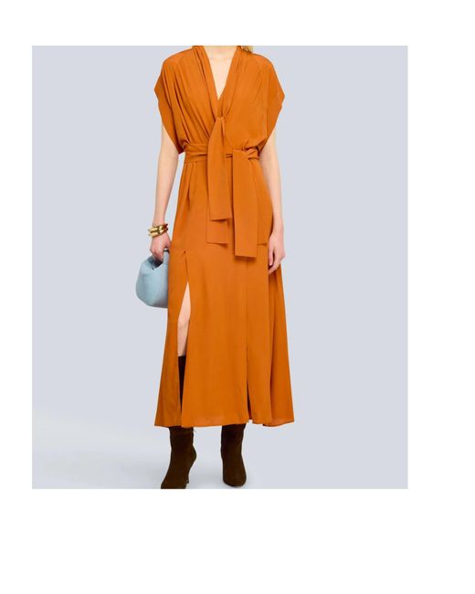Semicouture Orange Short-Sleeved Dress