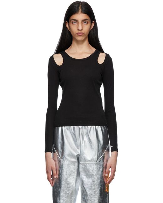 Stella McCartney Black Cut-Out Long-Sleeve Top