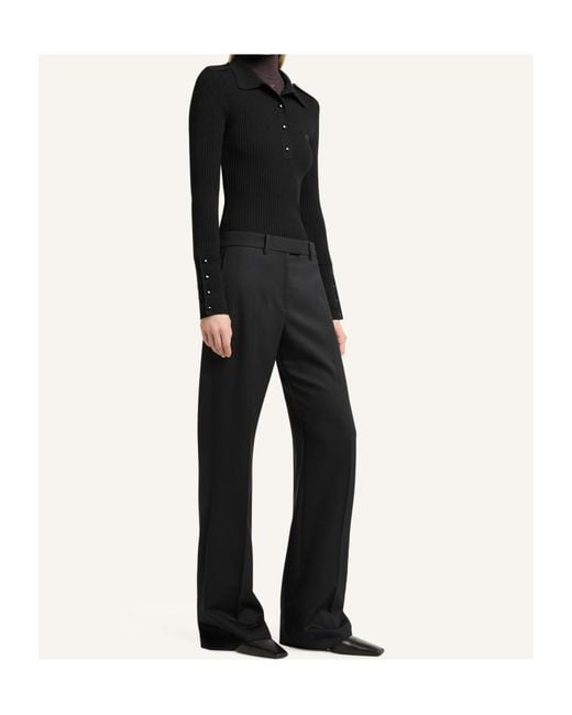 Courreges Black Courrèges Ribbed Knit Polo Top