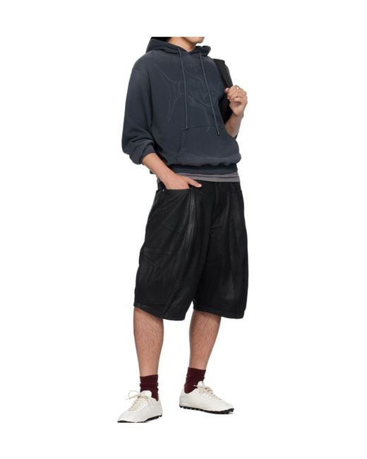 Lu'u Dan Black Puffa Denim Shorts for men