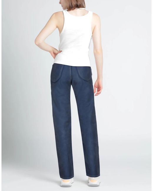 Maison Margiela Blue Solid Color Webbing Pants