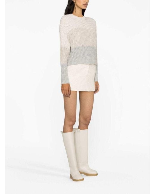 Peserico White Colourblock Crewneck Jumper
