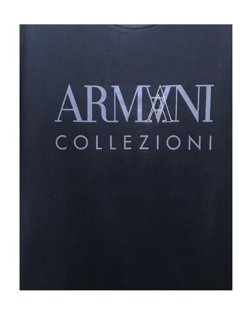 Armani Collezioni Blue Logo Details Short-Sleeved T-Shirt for men