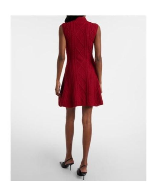 Staud Red Charade Cable-Knit Wool-Blend Minidress