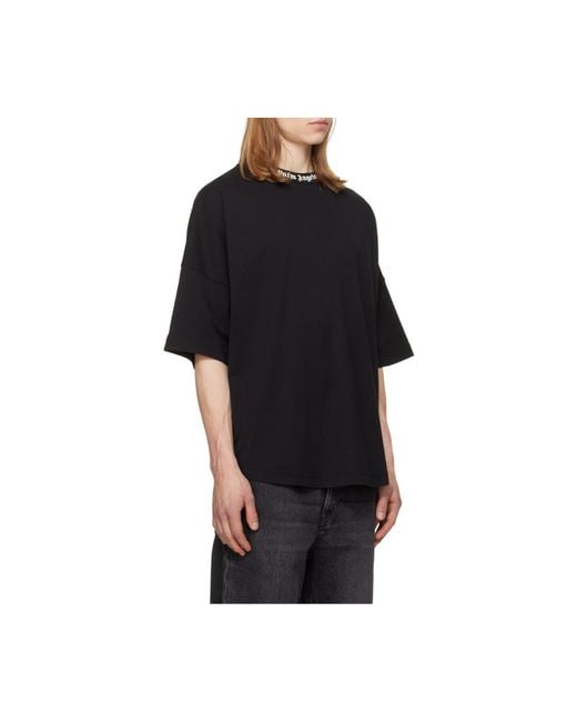 Palm Angels Black Logo Printed Crewneck T-Shirt for men