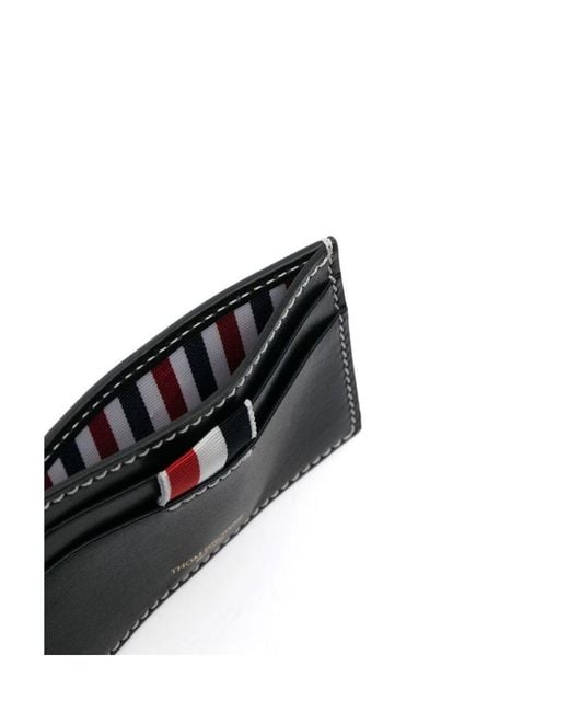 Thom Browne Black 4-Bar Tab Logo Printed Cardholder for men