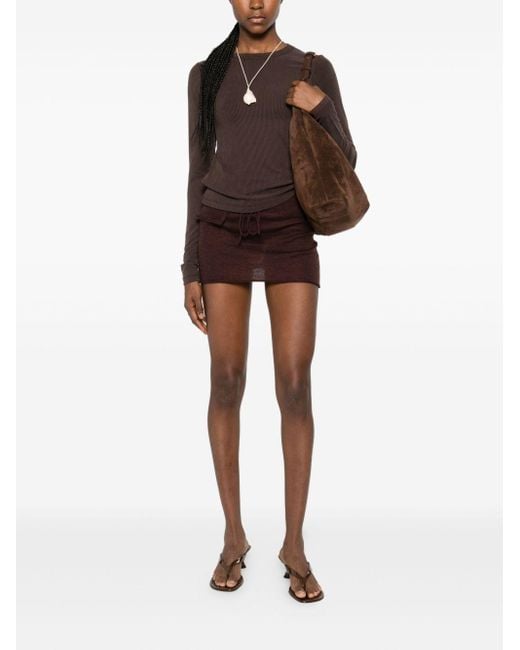 AYA MUSE Brown Ribbon-Wrapped Waist-Length Skirt