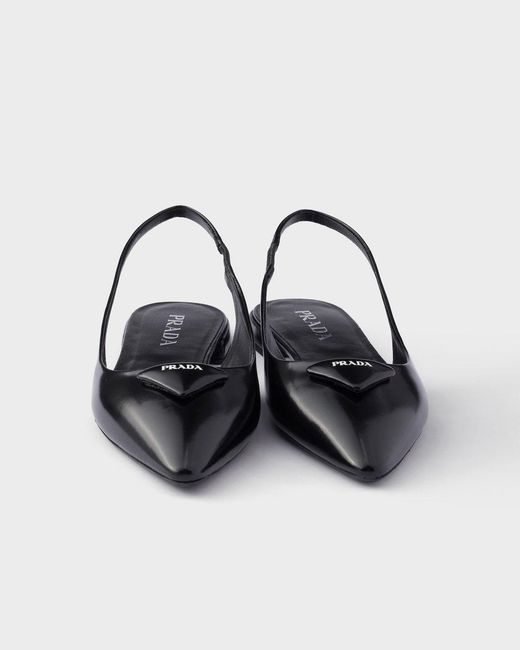Prada Black Slingback Logo Flat Pumps