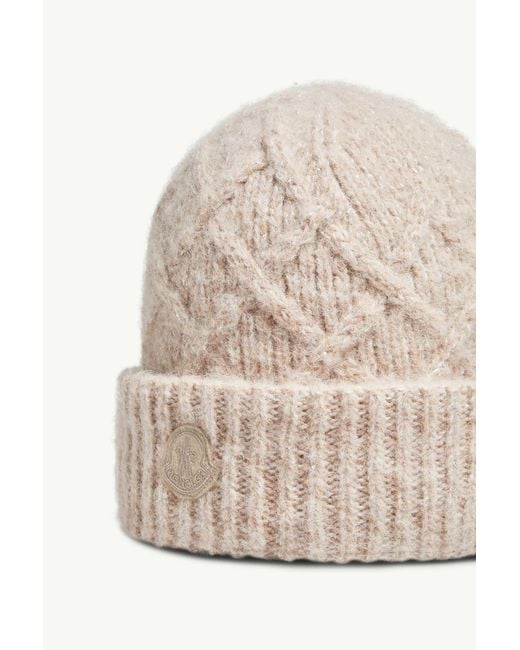 Moncler Natural Logo Patch Knitted Beanie