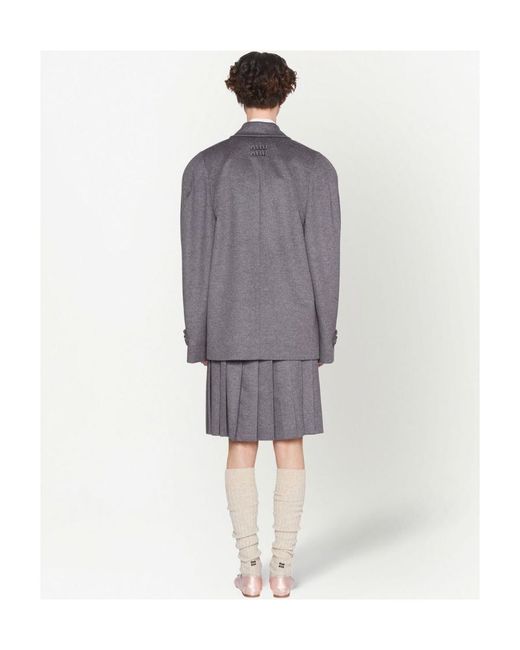 Miu Miu Gray Double-Breasted Velour Jacket