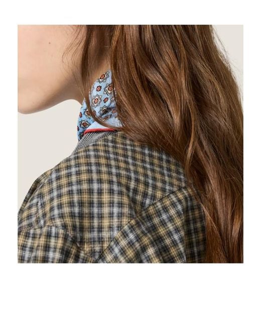 Miu Miu Gray Checked Flannel Shirt