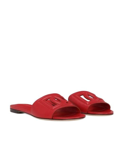 Dolce & Gabbana Red Dg Cut Out Slides