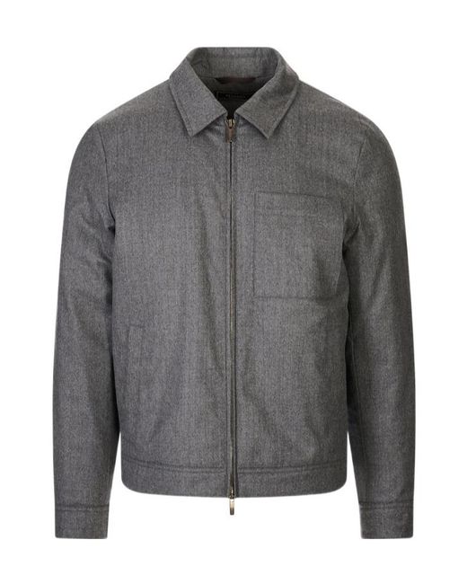 Peserico Gray Zip-Up Patch-Pocket Bomber Jacket for men