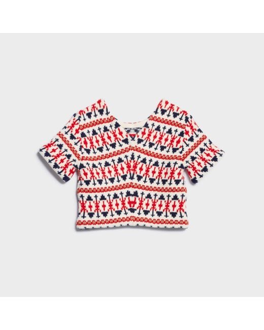 Céline Red Cropped Sweater