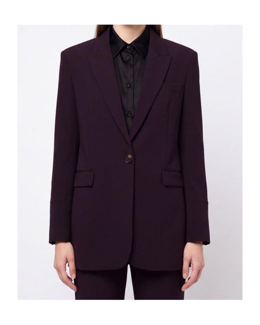 Pinko Blue Oversized Buttoned Stretch Blazer