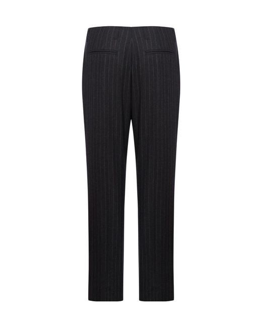 Dries Van Noten Black Stripe Detailed Straight Leg Pants