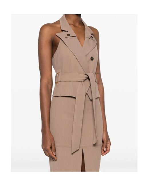 Elisabetta Franchi Natural V-Neck Belted Vest