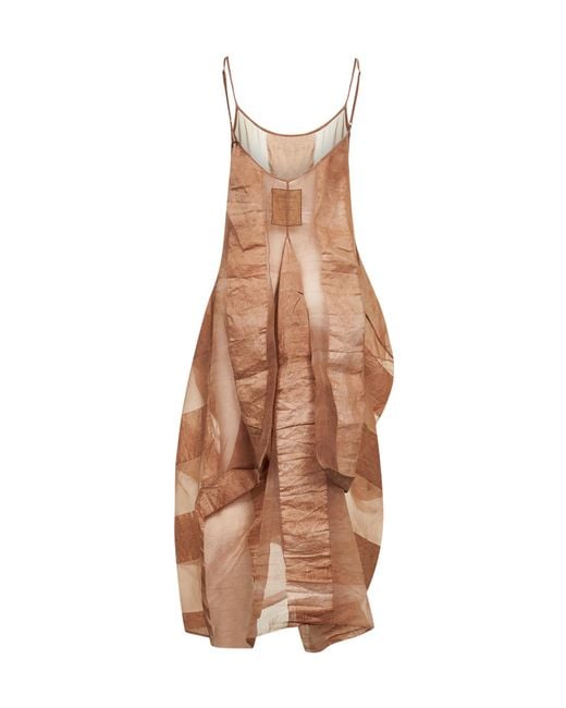 Uma Wang Brown Rose Linen And Silk Voile Adley Long Dress
