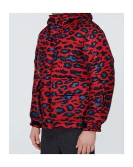 Undercover Red Printed Down Jacket for men