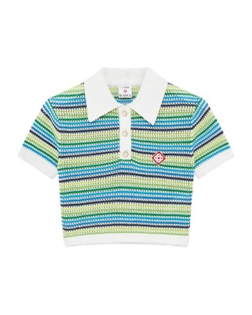 Casablanca Blue Stripe Short Sleeved Polo Shirt